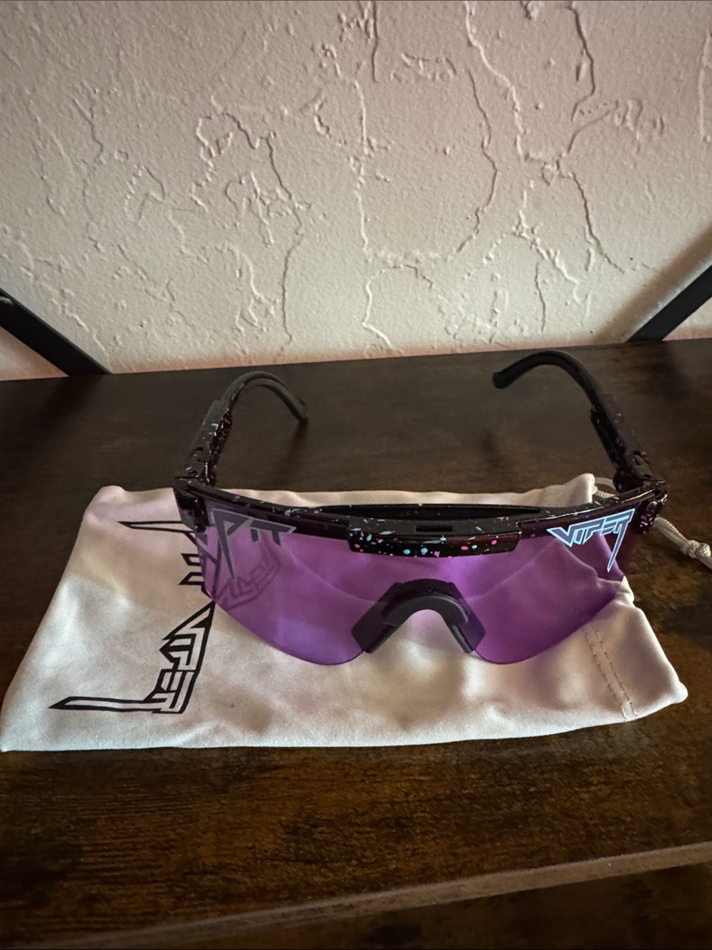 Pit Viper Purple Shield Sunglasses with Black Speckled Frame